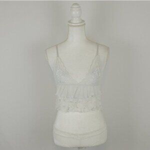 Seven 'Til Midnight Women's Small White Ruffled 2 Piece Lingerie Set